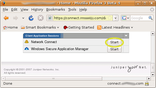 So, connect to your Juniper VPN server with FireFox and log into the VPN.